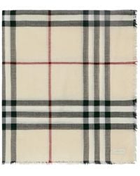Burberry - Wide Check Wool Lightweight Scarf - Lyst