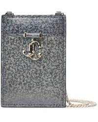 Jimmy Choo - Platinum/Light Glitter Chain-Strap Cardholder - Lyst