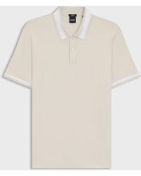 BOSS - Mercerised-Cotton Slim-Fit Polo Shirt With Structured Trims - Lyst