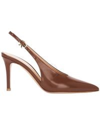 Gianvito Rossi - Robbie Slingback Leather Pumps, Brand Size 35 Us - Lyst