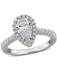 Created Forever - 1 2/5Ct Tgw Pear-Shaped And Round-Cut Lab Grown Diamond Halo Engagement - Lyst