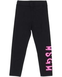 MSGM - Logo-Print Cotton Leggings - Lyst