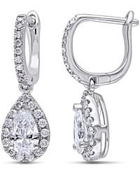 Amour - 1 2/5 Ct Tw Pear Shaped Halo Diamond Leverback Earrings - Lyst