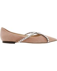 Jimmy Choo - Genevi Suede Ballerina Flats - Lyst