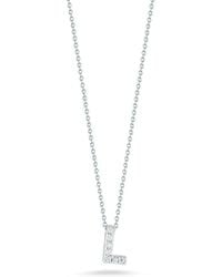 Roberto Coin - Love Letter L White Gold And Diamonds Pendant - Lyst