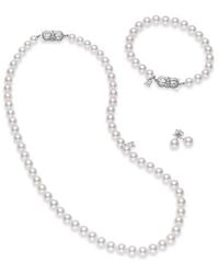 Mikimoto - 18" Akoya Cultured Pearl Three Piece Set - Lyst