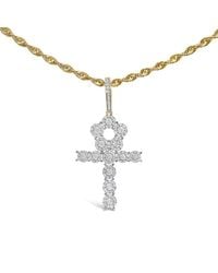 Haus of Brilliance - 10K 1 3/4 Cttw Diamond Cluster Ankh Cross Pendant Necklace - Lyst