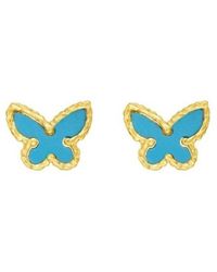 Tresorra - 14K Primavera Butterfly Stud Earrings - Lyst