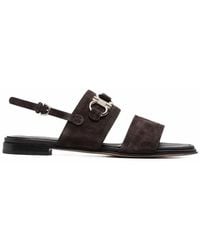 Ferragamo - Gancini-Plaque Suede Sandals - Lyst