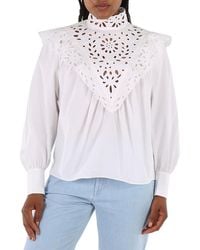 Chloé - Ladies Cotton Poplin High-Neck Shirt, Brand Size 42 (Us - Lyst