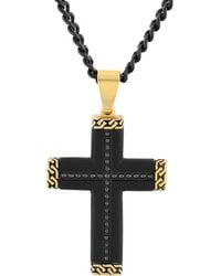 Robert Alton - 1 4Ctw Diamond Stainless Steel With Finish With Cross Pendant - Lyst