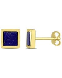 Amour - 1 Ct Tgw Lapis Square Stud Earrings - Lyst