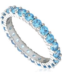 Swarovski - Rhodium Plated Round Cut Matrix Ring, Size 58 - Lyst