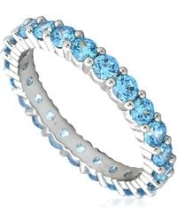 Swarovski - Rhodium Plated Round Cut Matrix Ring, Size 58 - Lyst