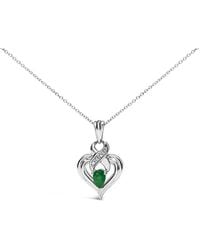 Haus of Brilliance - 925 Sterling 6X4Mm Pear Emerald And Diamond Accent Heart Pendant Necklace (H-I Color, Si1-Si2 Clarity) - Lyst