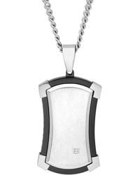 Robert Alton - 02 Ctw Stainless Steel Diamond With Finish Dog Tag Pendant - Lyst