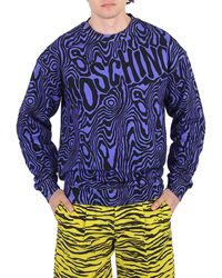 Moschino - Moire-effect Cotton Logo Sweatshirt - Lyst