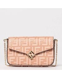 Fendi - Ff Diamonds Compact Leather Wallet On Chain - Lyst