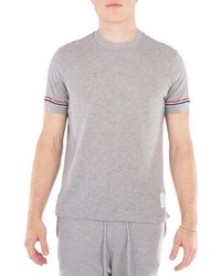 Thom Browne - Lightweight Striped Cuff Cotton T-Shirt - Lyst
