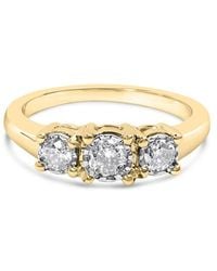 Haus of Brilliance - 10K 1/2 Cttw Miracle Set Round Diamond Three Stone Illusion Plate Ring - Lyst