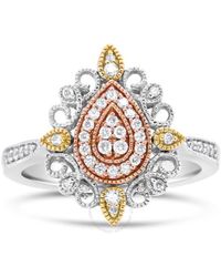Haus of Brilliance - 14k Tri Gold 1/4 Cttw Diamond Art Deco Style Halo Cocktail Ring - Lyst