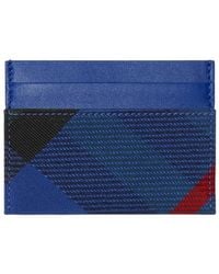Burberry - Check Print Leather Card Holder - Lyst