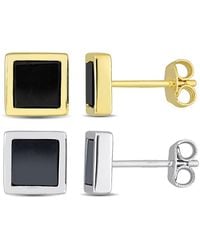 Amour - 2-Piece Set 2Ct Onyx And Hematite Square Stud Earrings - Lyst