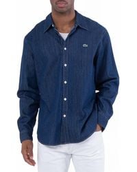 Lacoste - Lightweight Denim Regular-Fit Shirt, Brand Size 44 Us - Lyst