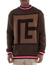 Balmain - Monogram Patterned Crewneck Jumper - Lyst
