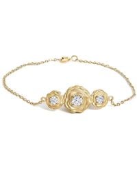 Haus of Brilliance - 14K Plated Sterling 1/2 Cttw Lab Grown Diamond Rose Motif Link Bracelet - Lyst
