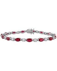 Created Forever - 6 3/4Ct Tgw Marquise-Cut Created Ruby And 1 5/8Ct Tw Lab-Grown Diamond Tennis Bracelet - Lyst