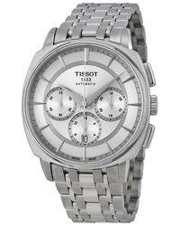 Tissot Leather T-lord Automatic Chronograph Silver Dial Mens Watch  T0595271603100 in Brown,Silver Tone (Metallic) for Men | Lyst