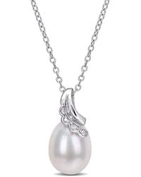 Amour - 8.5-9Mm Freshwater Cultured Pearl And Diamond Accent Drop Pendant With Chain - Lyst