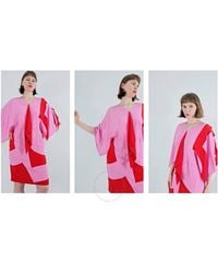 Burberry - Ladies Primrose Geometric Print Silk Crepe De Chine Cape Sleeve Dress, Brand Size 6 (Us - Lyst