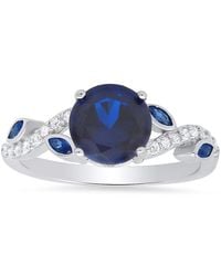 Kylie Harper - Sterling Sapphire Cz Floral Ring - Lyst