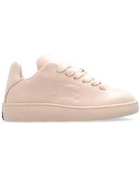 Burberry - Leather Box Sneakers With Equestrian Knight Motif, Brand Size 35 Us - Lyst