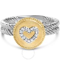 Haus of Brilliance - 1k Yellow Gold Plated .925 Sterling Silver Diamond Heart Ring With Satin Finish - Lyst