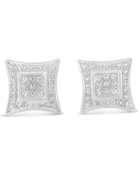 Haus of Brilliance - 925 Sterling Diamond Accented 4-Stone Four Pointed Star Shaped Halo-Style Stud Earrings - Lyst