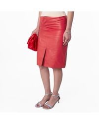 Bally - River Leather Midi Skirt, Brand Size 40 Us - Lyst