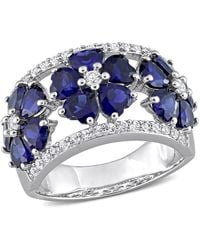 Amour - 4 1/2 Ct Tgw Created And Sapphire Floral Ring - Lyst