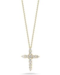 Roberto Coin - 18K Tiny Treasures Diamond Tapered Cross Necklace - Lyst