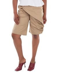 Loewe - Logo Patch Pleated Cotton Shorts, Brand Size 36 (Us - Lyst