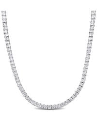 Amour - 44 Ct Tgw Square Created Sapphire Tennis Necklace - Lyst