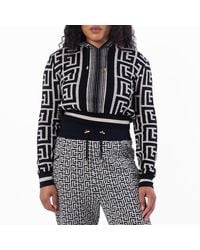 Balmain - Monogram Drawstring Hoodie, Brand Size 36 (Us - Lyst