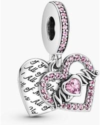PANDORA - Mum Heart Sterling Dangle - Lyst