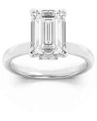 Mure And Co - 2Ctw Emerald Shaped Lab Grown Diamond (F/Vs) Hidden Halo Plain Shank Engagement Ring - Lyst