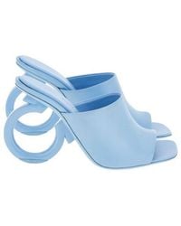 Ferragamo - Astro Nappa Heeled Mules - Lyst
