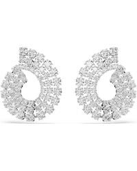 Swarovski - Matrix Hoop Earrings, Mixed Round Cuts, Rhodium Plated - Lyst