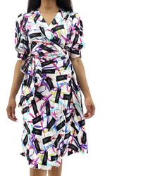 Marc Jacobs - White / Multi Ribbon Logo Print Wrap Dress - Lyst