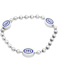 Gucci - Sterling And Enamel Boule Chain Interlocking G Bracelet - Lyst